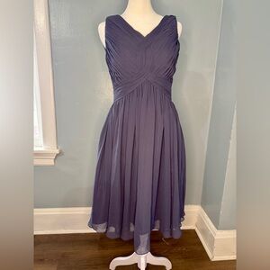 Azazie Lavender Pleated Midi Dress